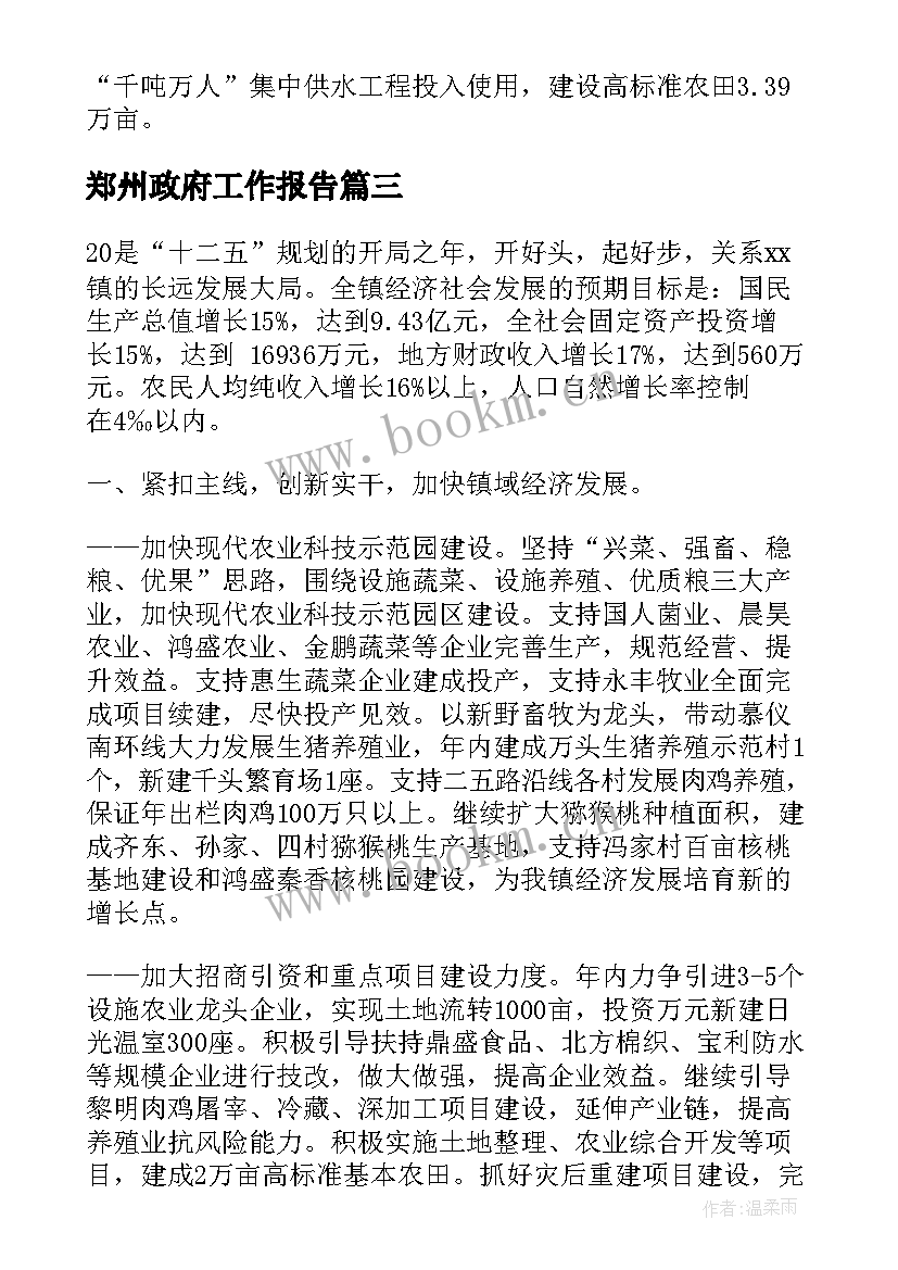 2023年郑州政府工作报告 镇政府工作报告(模板5篇)