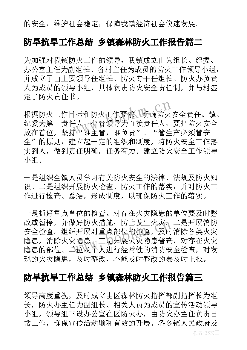 防旱抗旱工作总结 乡镇森林防火工作报告(精选5篇)