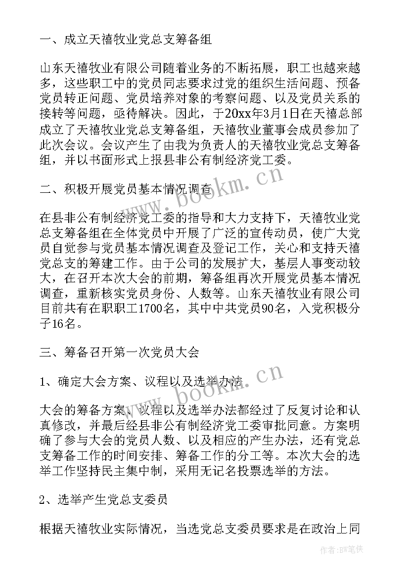 最新党支部工作报告 党支部筹建工作报告(模板5篇)