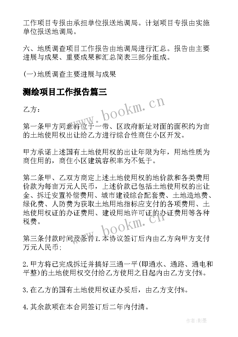 最新测绘项目工作报告 项目工作报告(大全9篇)