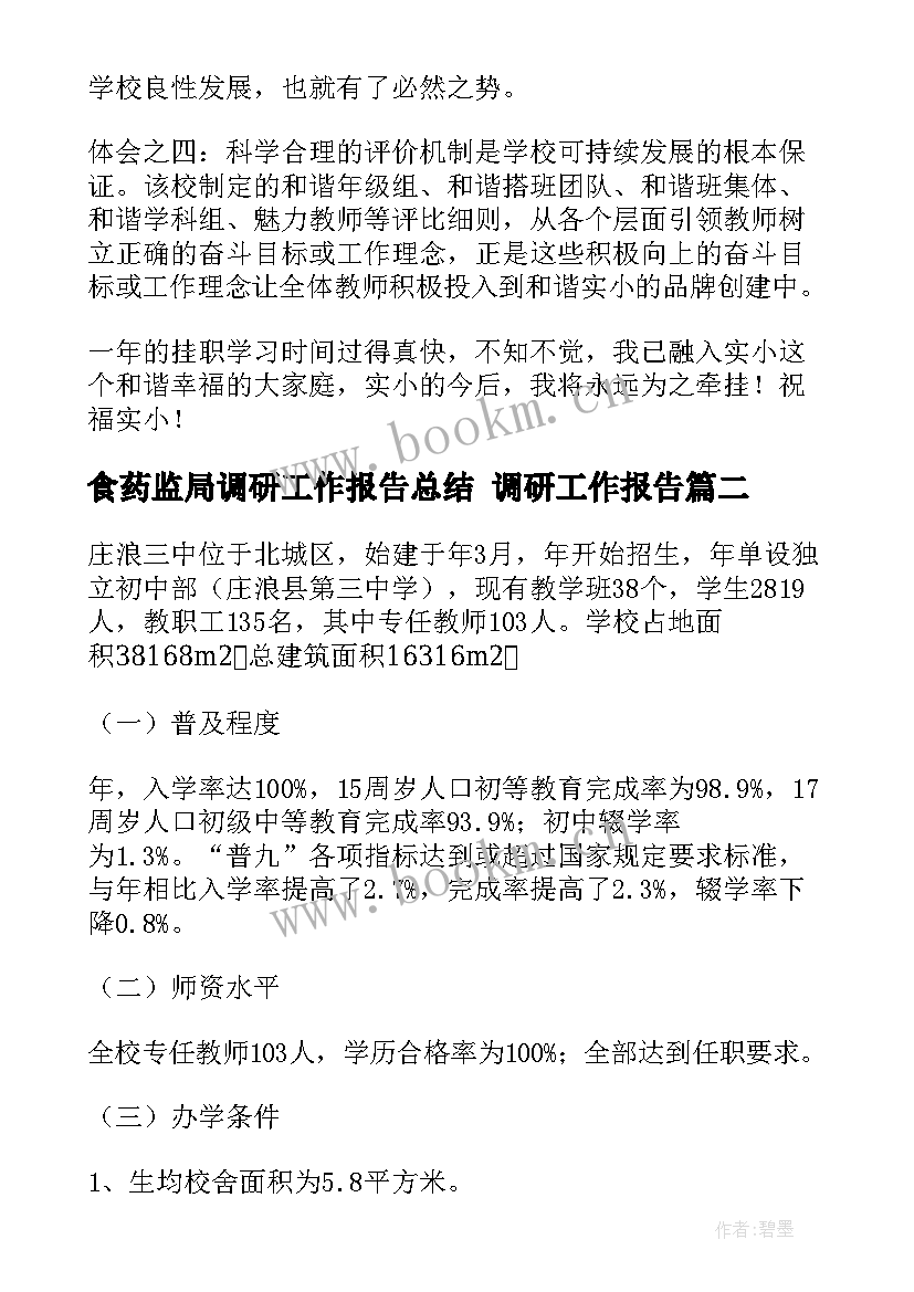 2023年食药监局调研工作报告总结 调研工作报告(实用5篇)