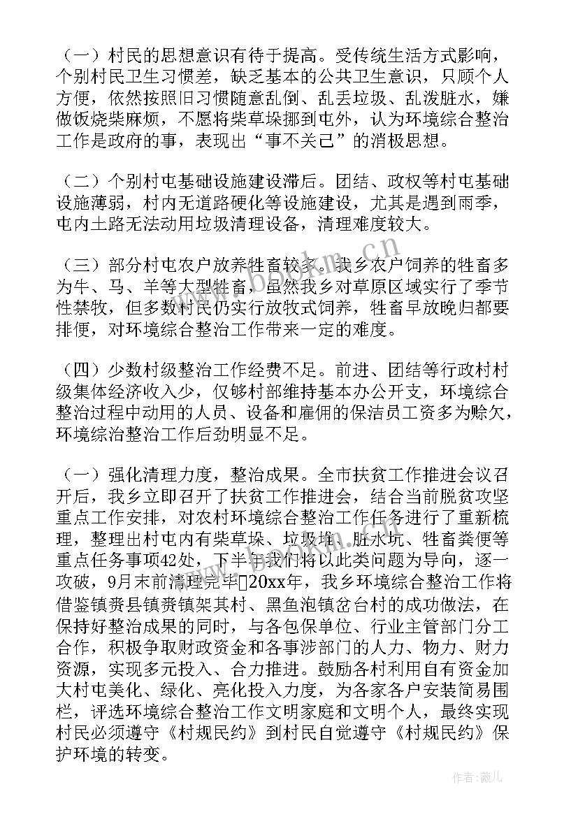 2023年环境整治工作报告样板(精选7篇)