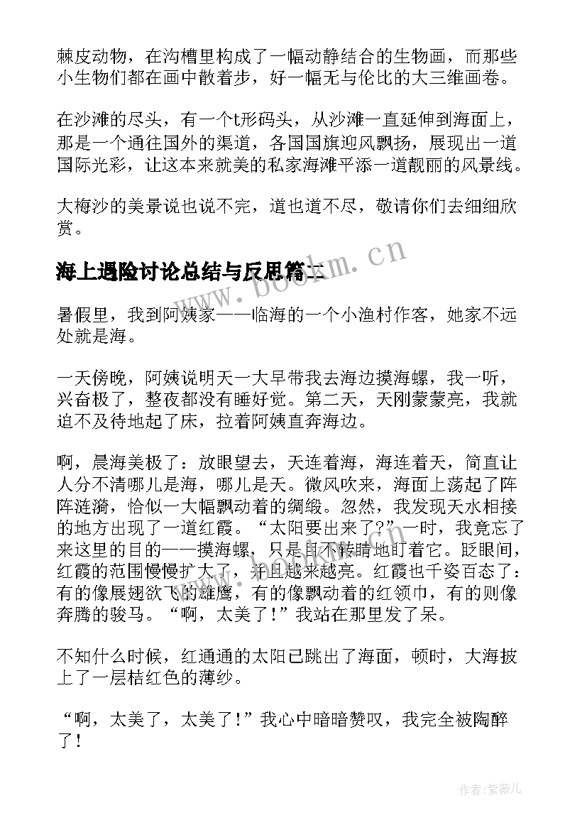 最新海上遇险讨论总结与反思 海上游玩心得体会(通用8篇)