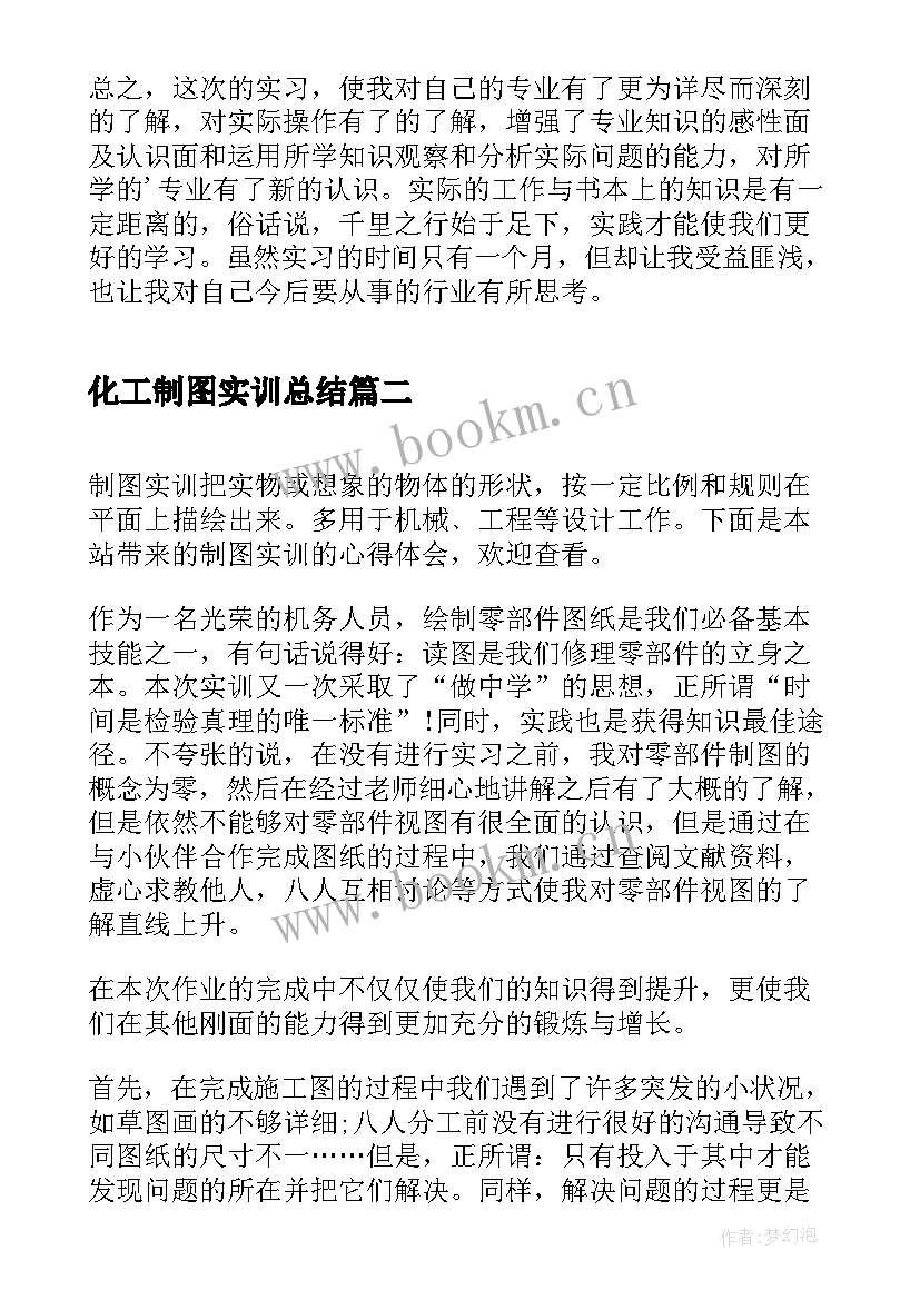 最新化工制图实训总结(实用6篇)