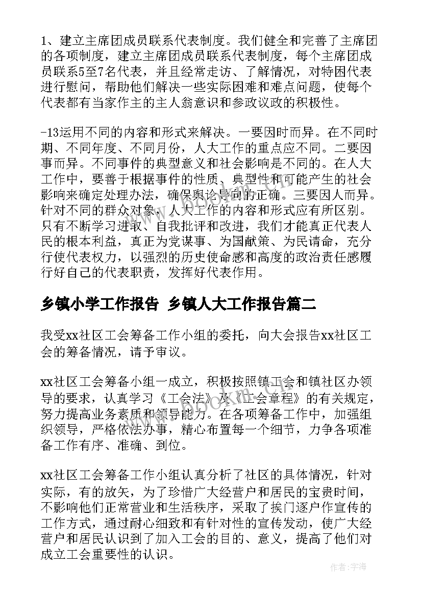 乡镇小学工作报告 乡镇人大工作报告(优秀6篇)