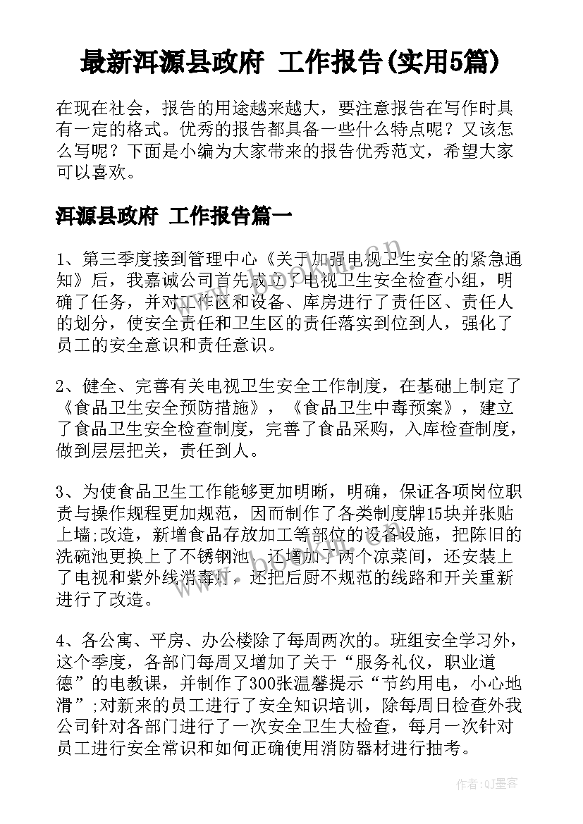 最新洱源县政府 工作报告(实用5篇)