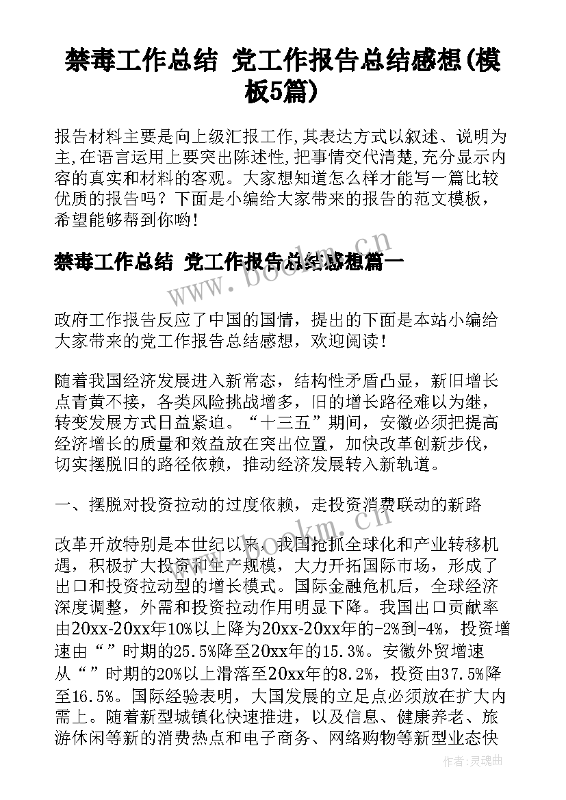 禁毒工作总结 党工作报告总结感想(模板5篇)