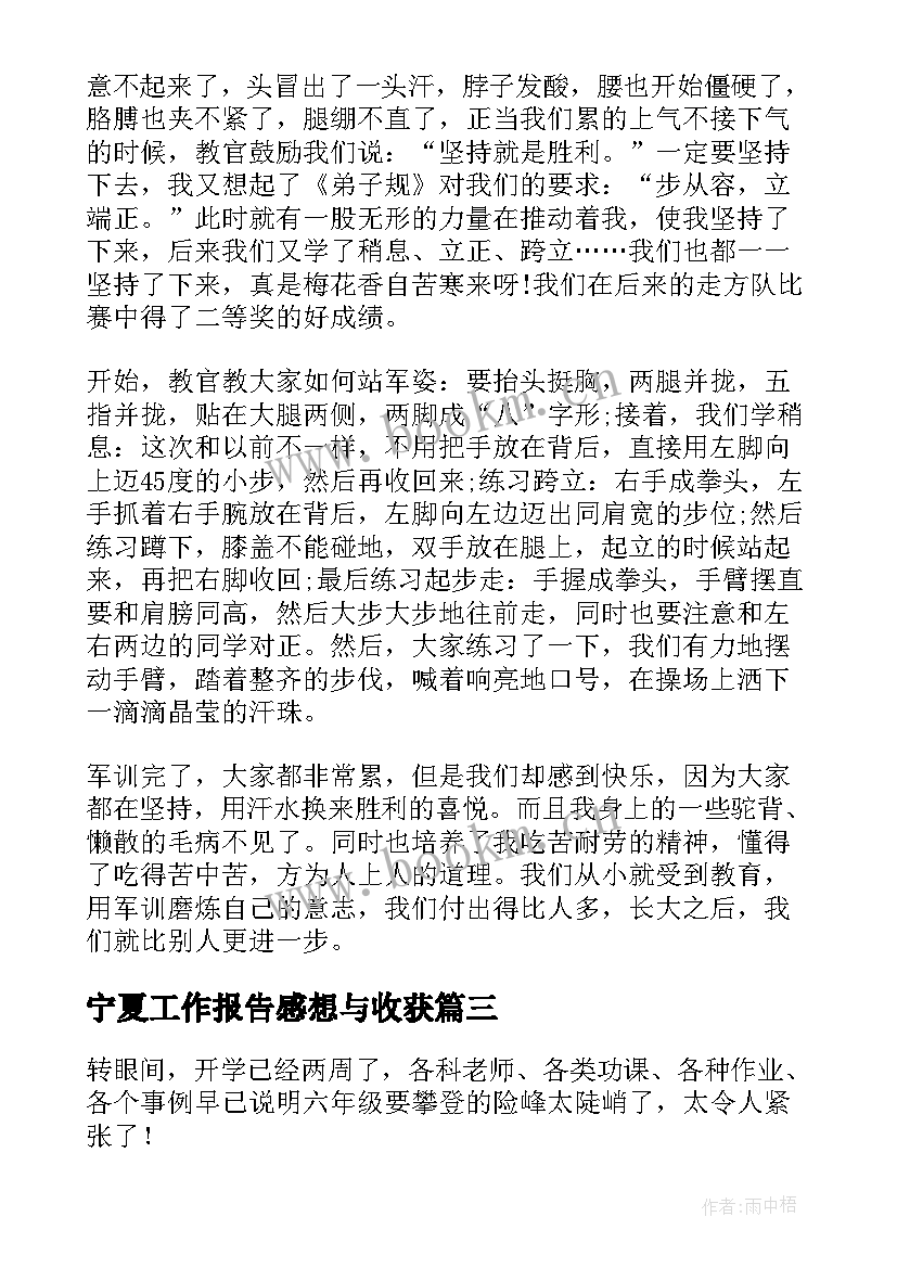 宁夏工作报告感想与收获 运动会感想和收获(汇总8篇)