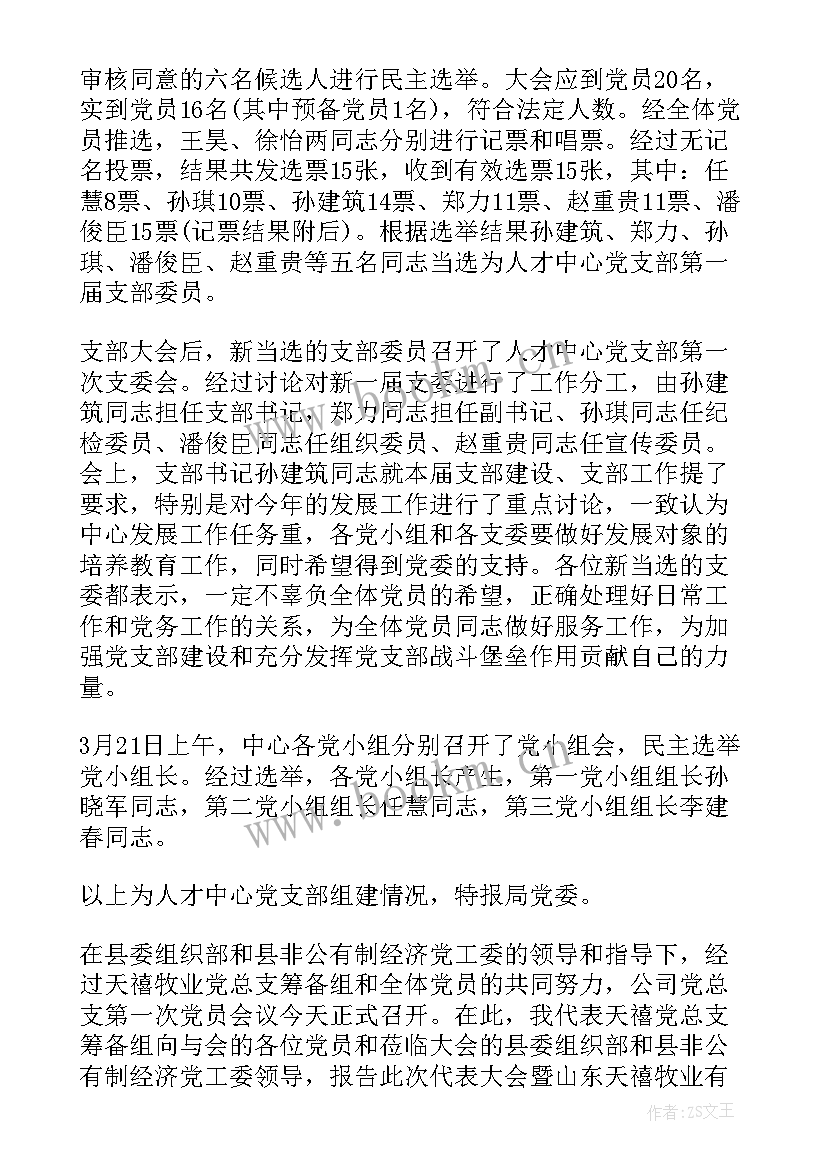 最新支行筹建报告 党支部筹建工作报告(模板8篇)