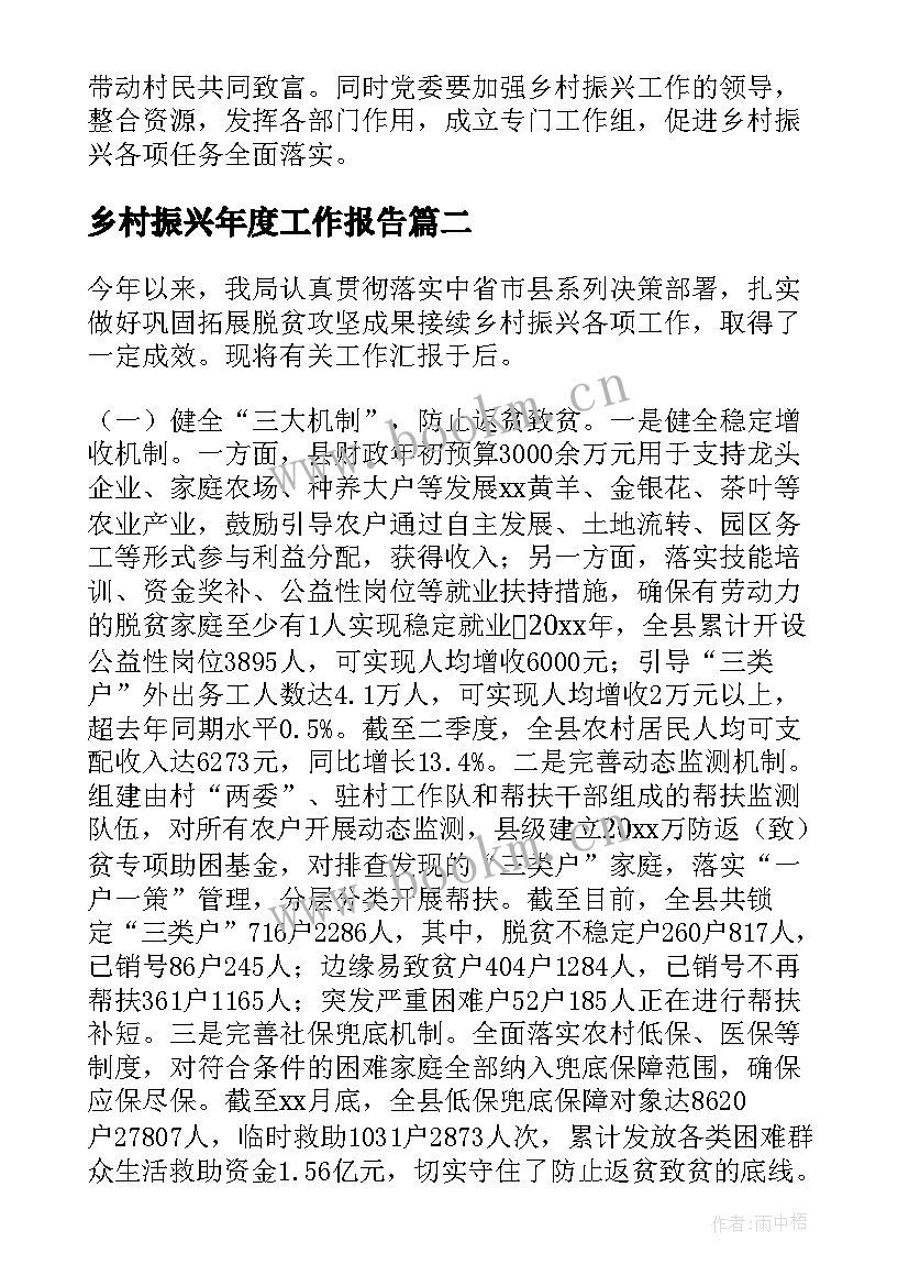 最新乡村振兴年度工作报告(通用9篇)