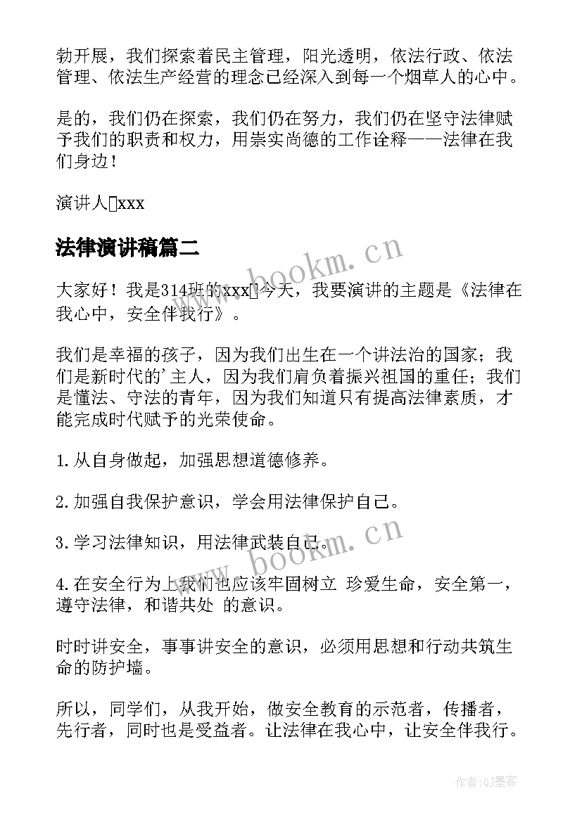 最新法律演讲稿(模板10篇)