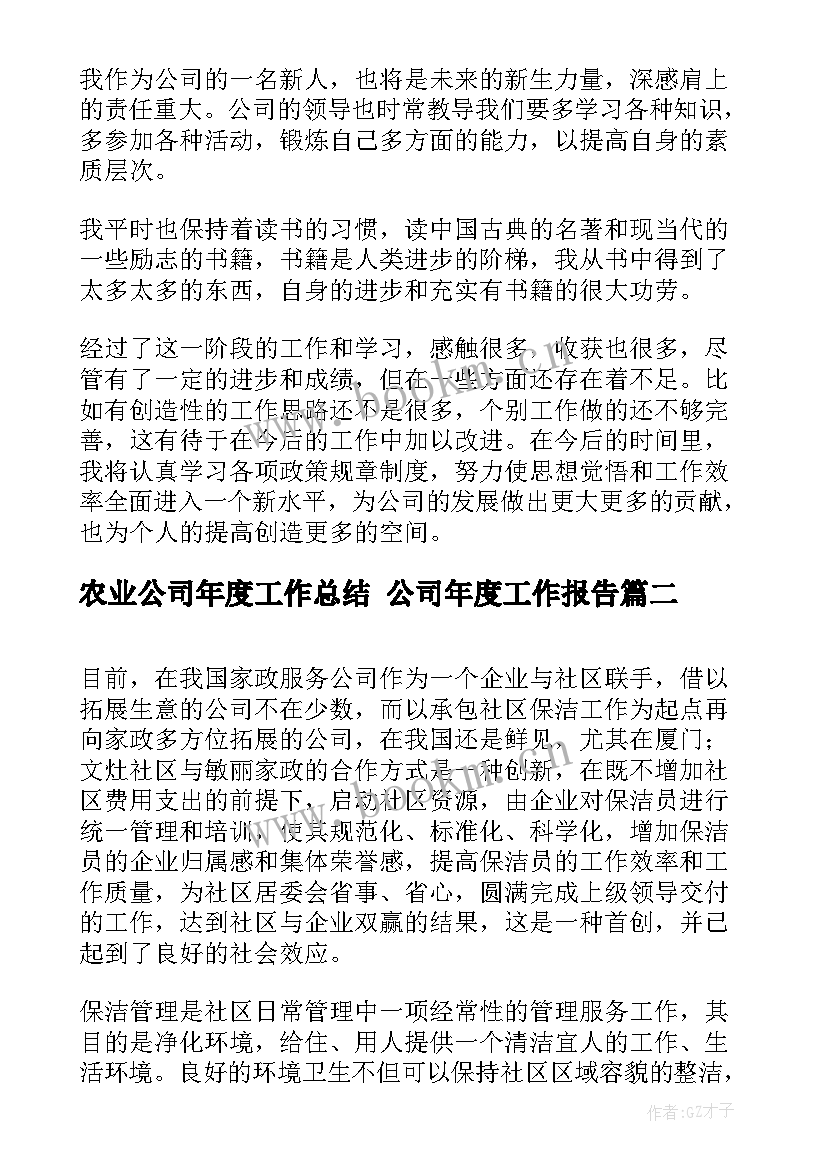 2023年农业公司年度工作总结 公司年度工作报告(优秀6篇)