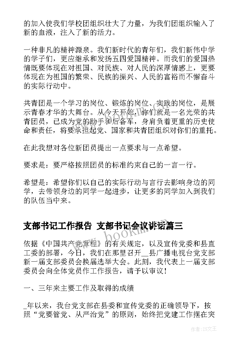 最新支部书记工作报告 支部书记会议讲话(实用6篇)