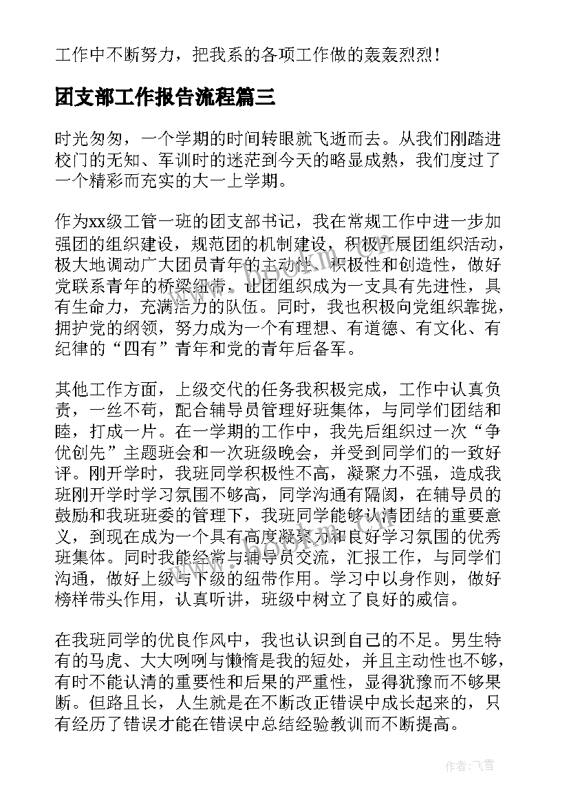 最新团支部工作报告流程(实用5篇)