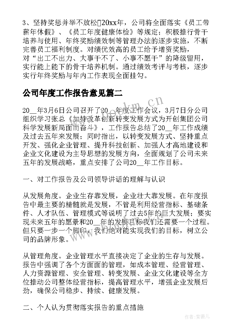 公司年度工作报告意见 公司年度工作报告(汇总7篇)