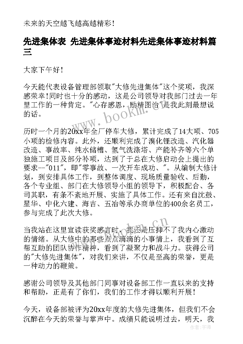 最新先进集体表 先进集体事迹材料先进集体事迹材料(优质9篇)