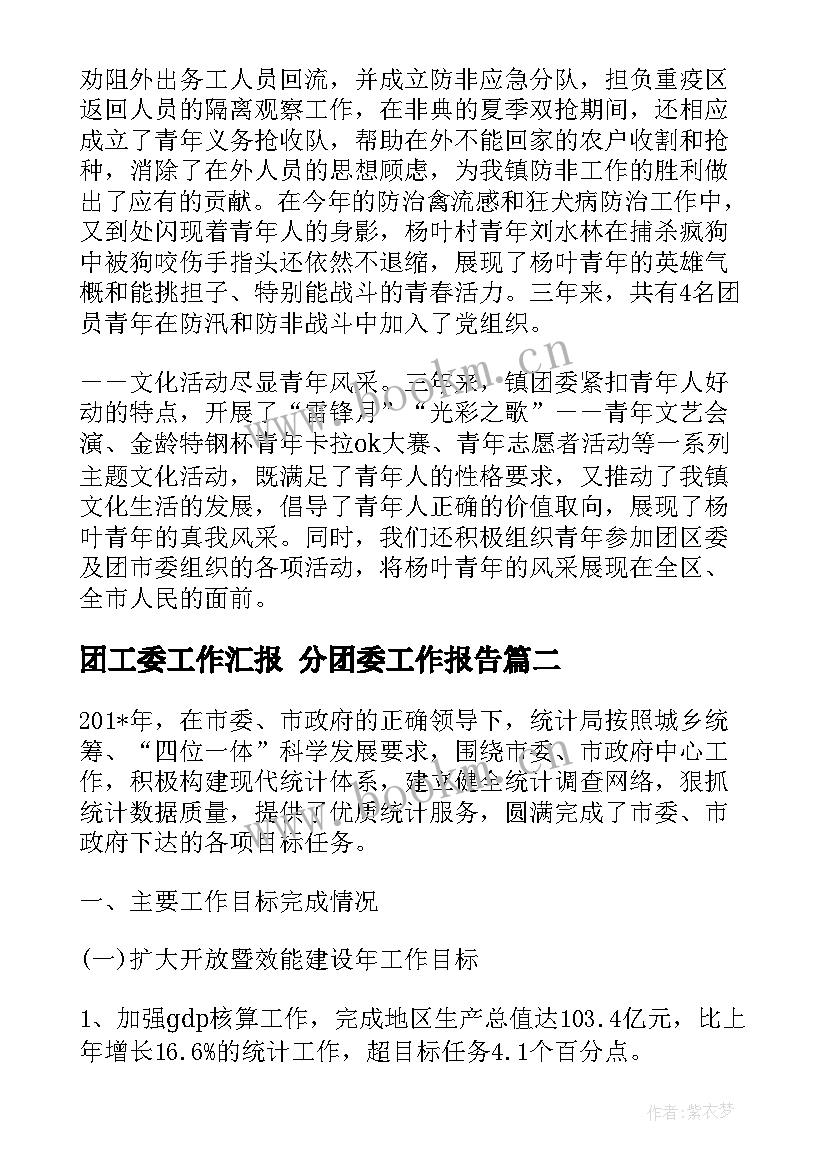 最新团工委工作汇报 分团委工作报告(大全7篇)