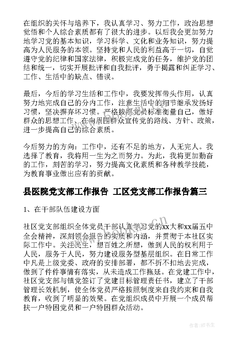 2023年县医院党支部工作报告 工区党支部工作报告(模板5篇)