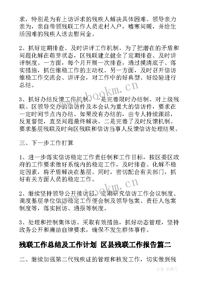 2023年残联工作总结及工作计划 区县残联工作报告(通用5篇)