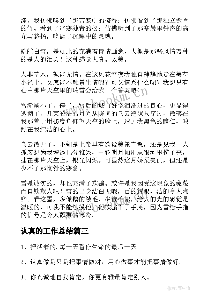 最新认真的工作总结(优质7篇)