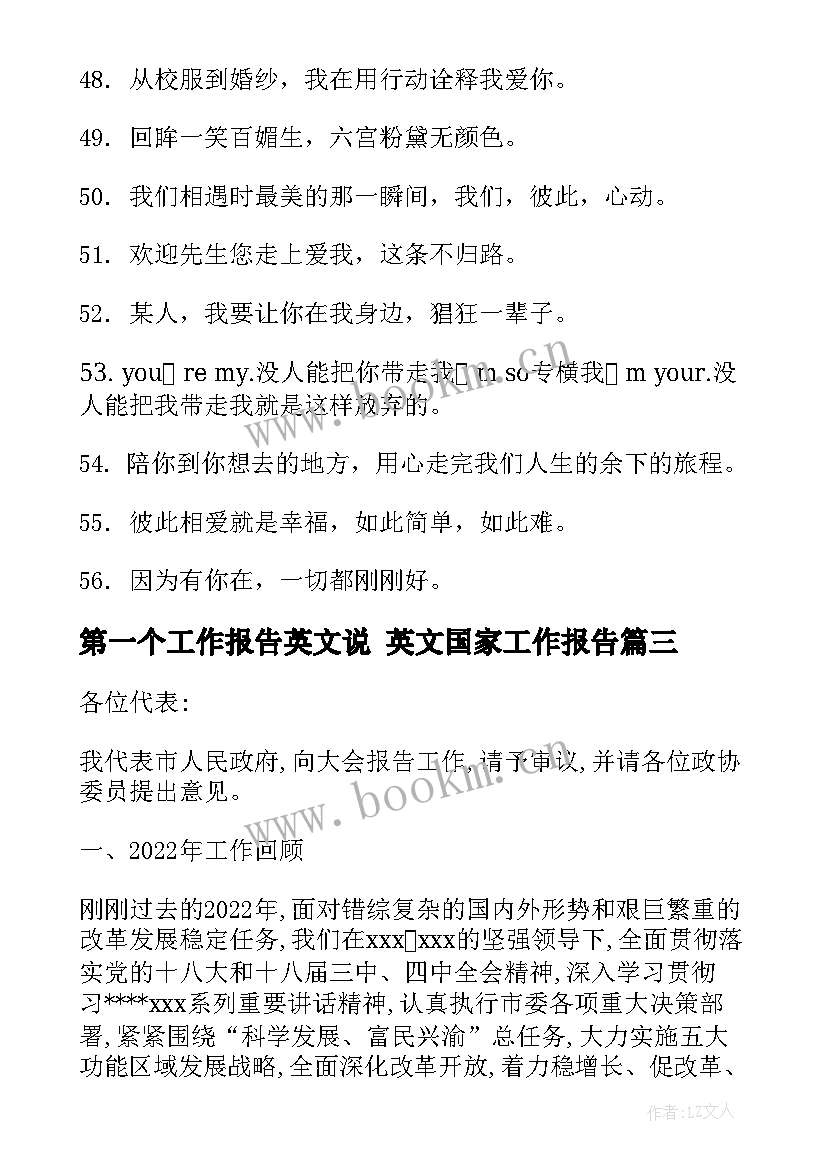 2023年第一个工作报告英文说 英文国家工作报告(优质5篇)