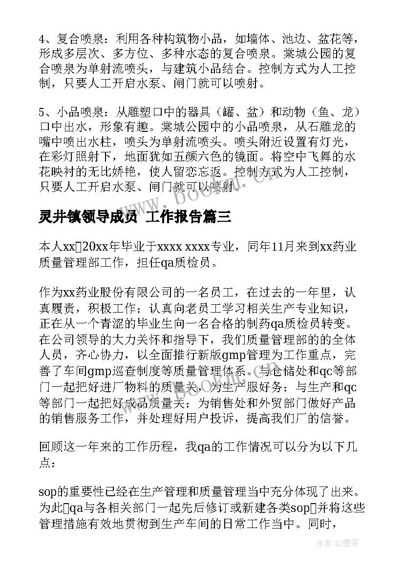 最新灵井镇领导成员 工作报告(精选7篇)