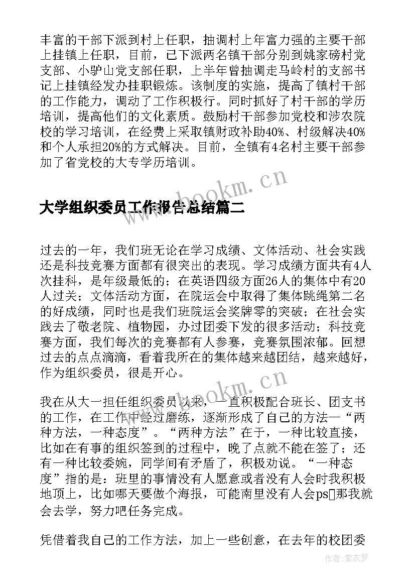 最新大学组织委员工作报告总结 大学组织委员个人工作总结(模板10篇)