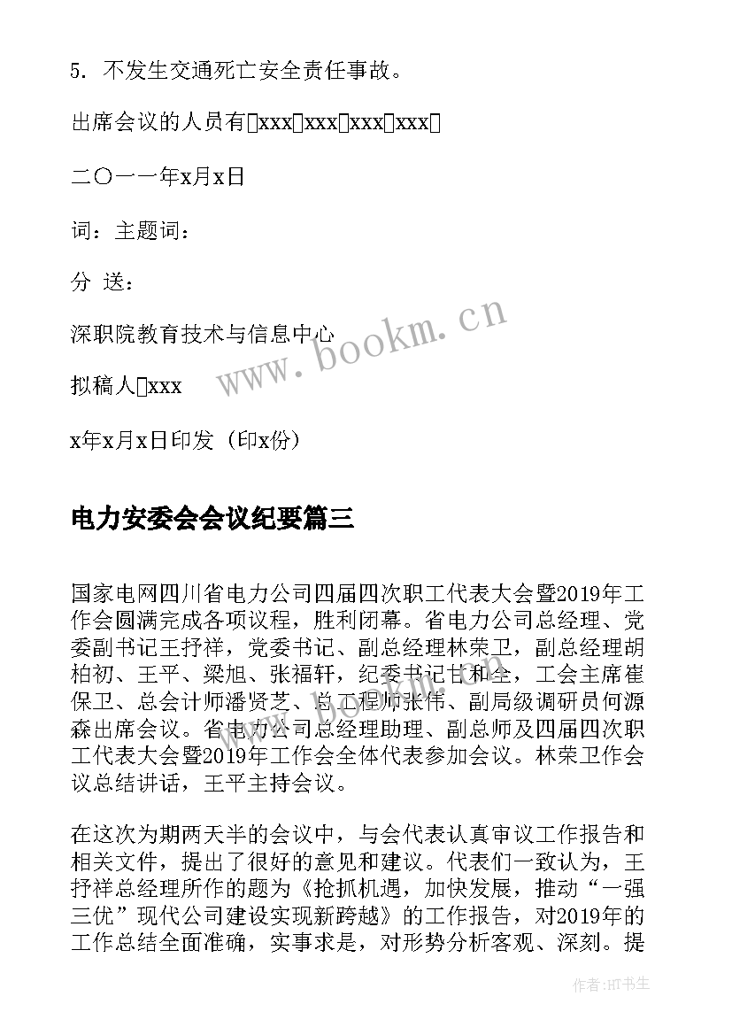 2023年电力安委会会议纪要(实用8篇)