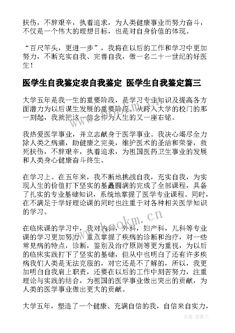 医学生自我鉴定表自我鉴定 医学生自我鉴定(优质9篇)