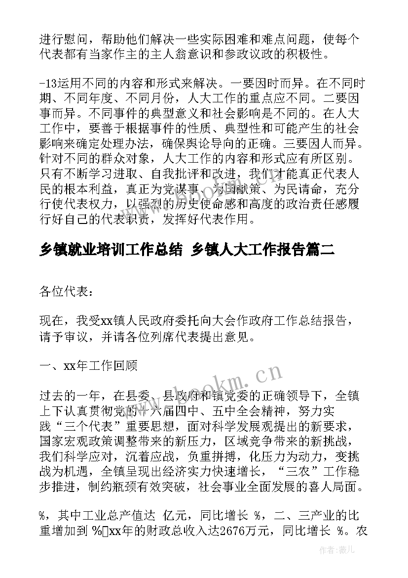 2023年乡镇就业培训工作总结 乡镇人大工作报告(精选9篇)