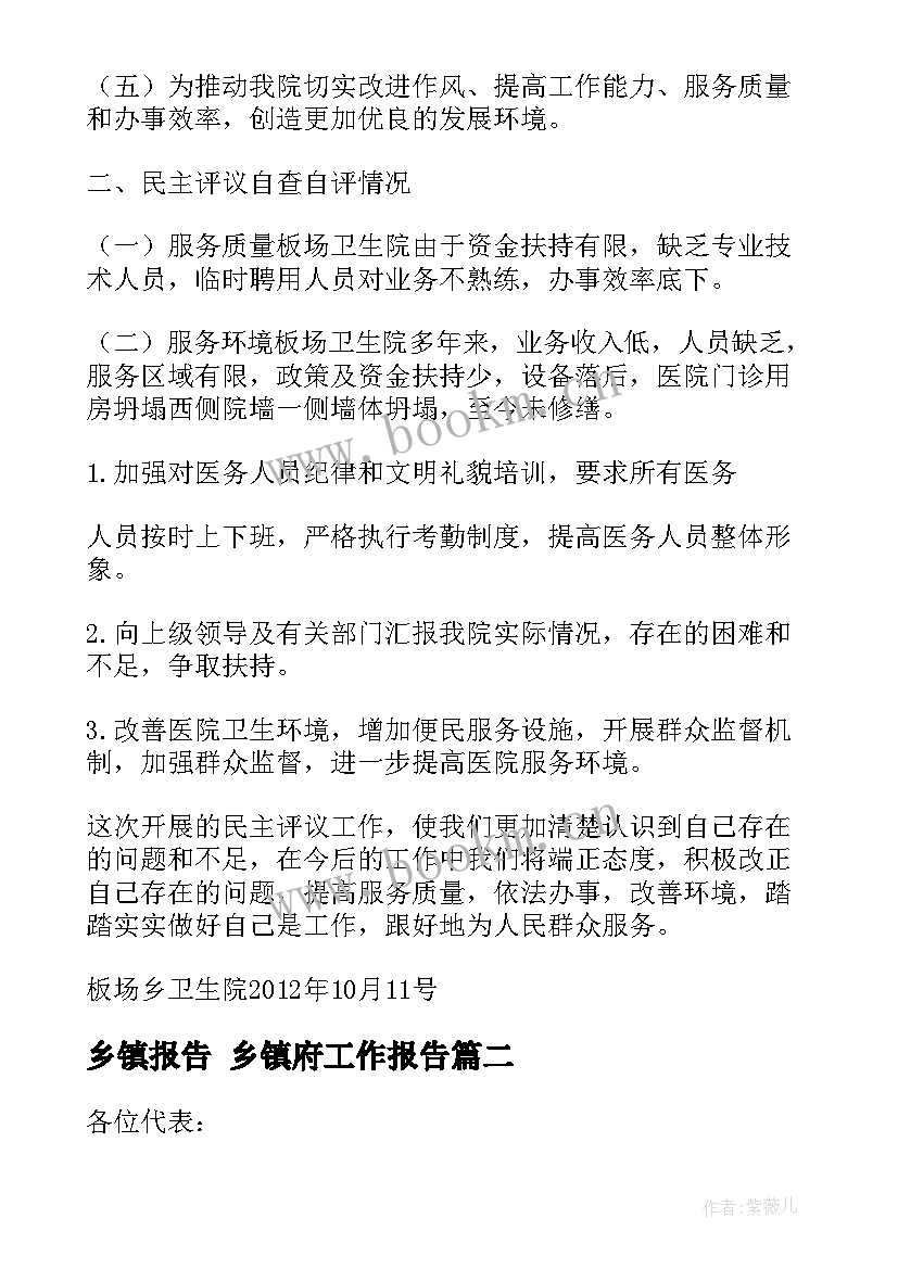 乡镇报告 乡镇府工作报告(汇总6篇)