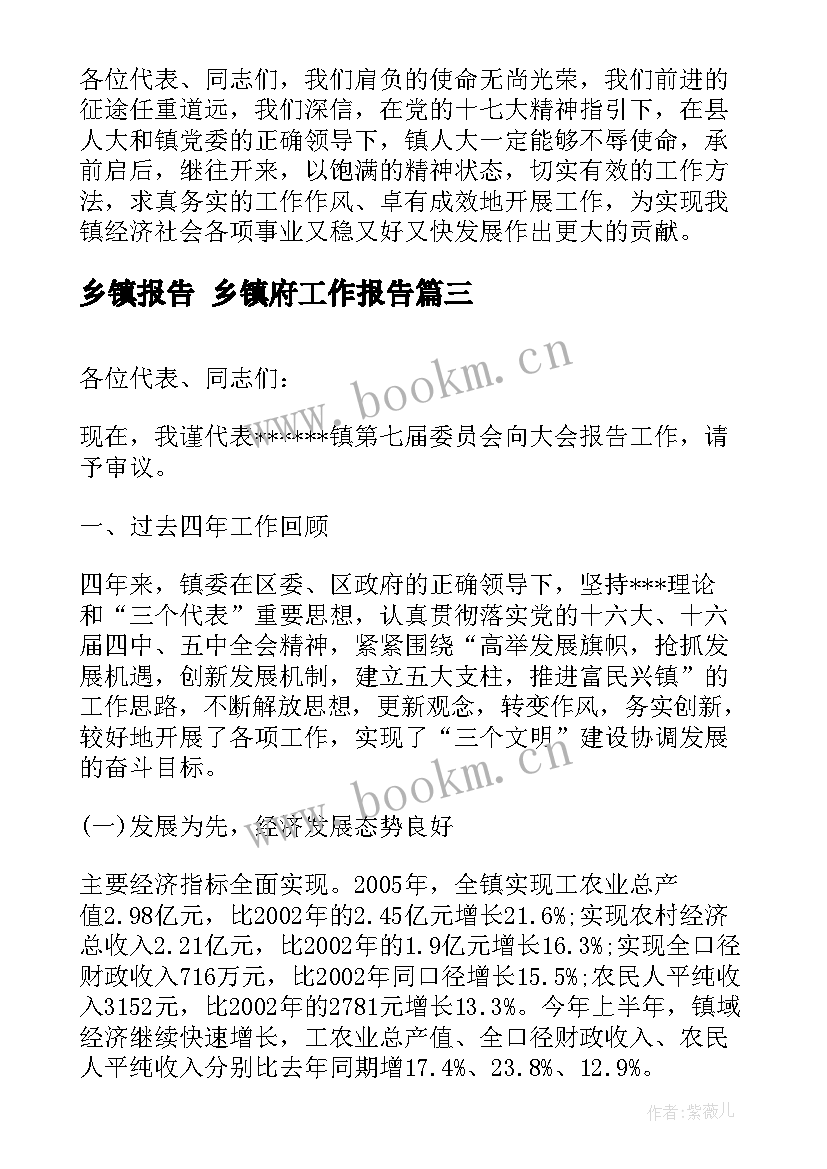 乡镇报告 乡镇府工作报告(汇总6篇)