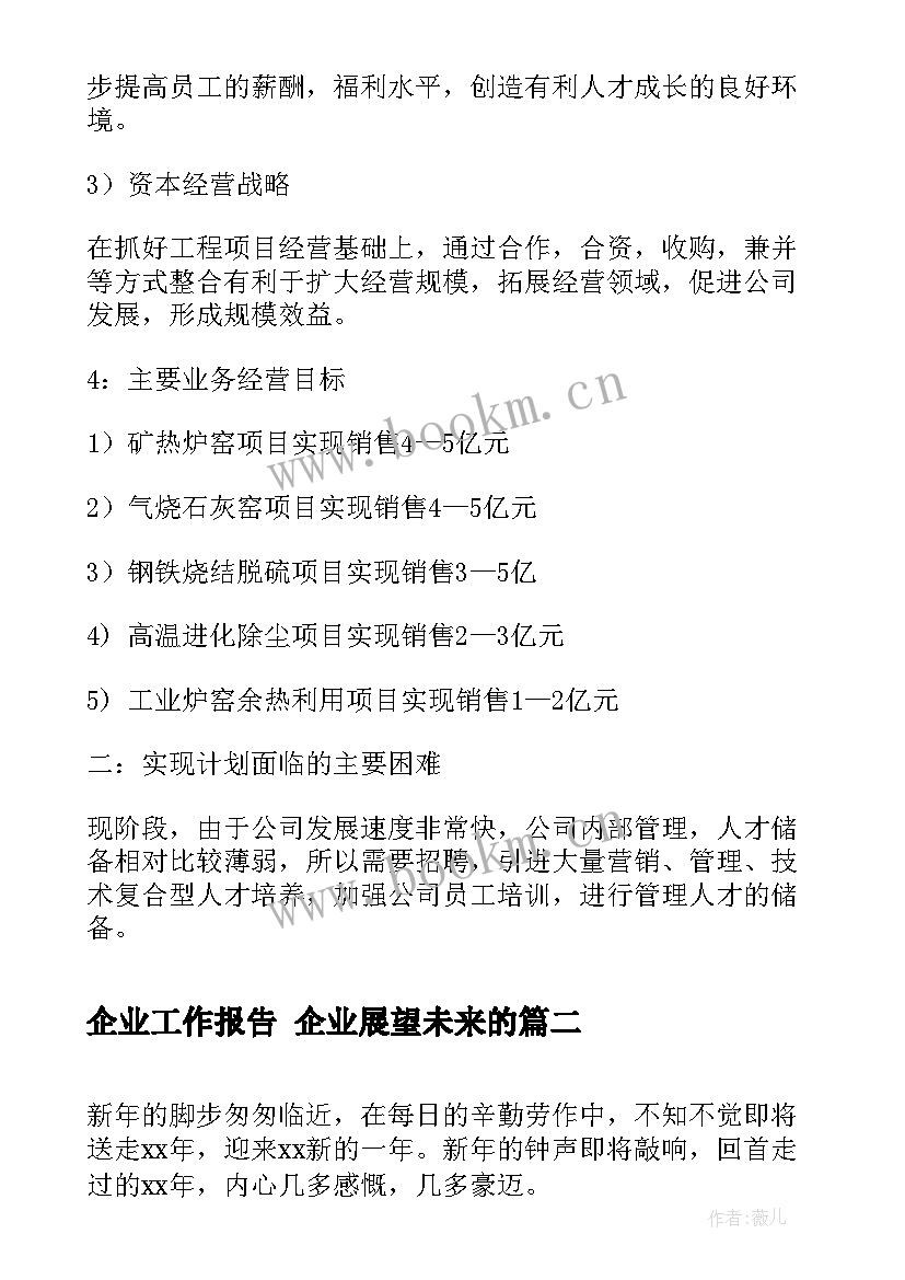 最新企业工作报告 企业展望未来的(模板7篇)