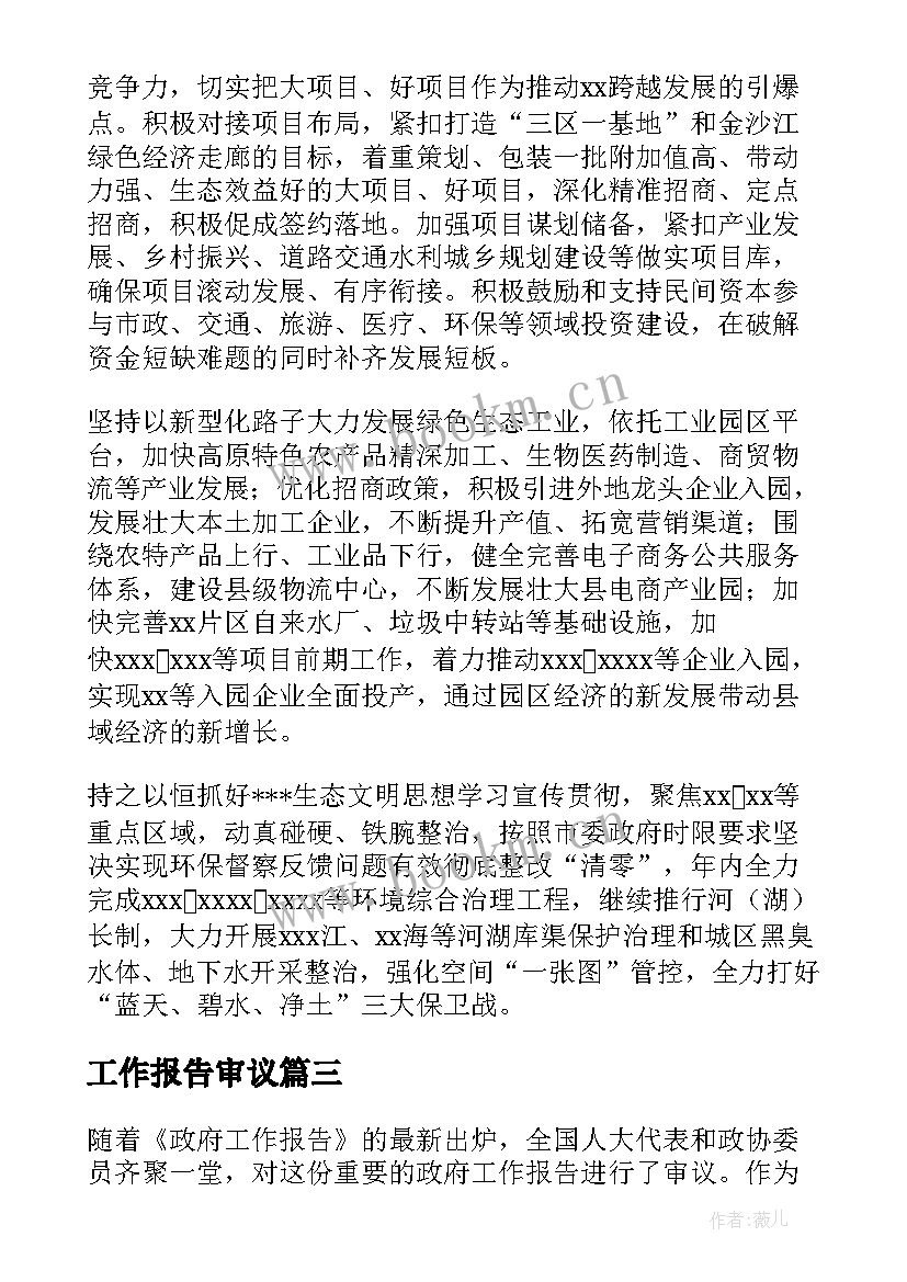 2023年工作报告审议(实用8篇)