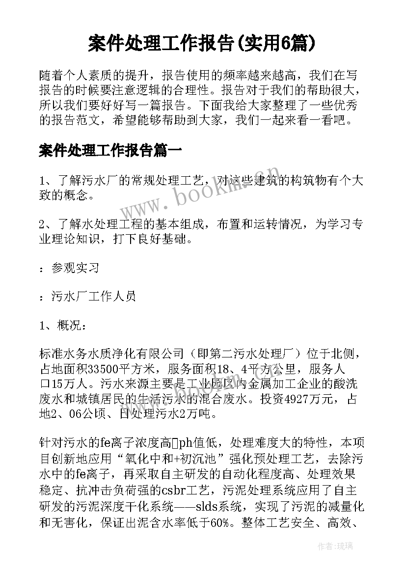 案件处理工作报告(实用6篇)