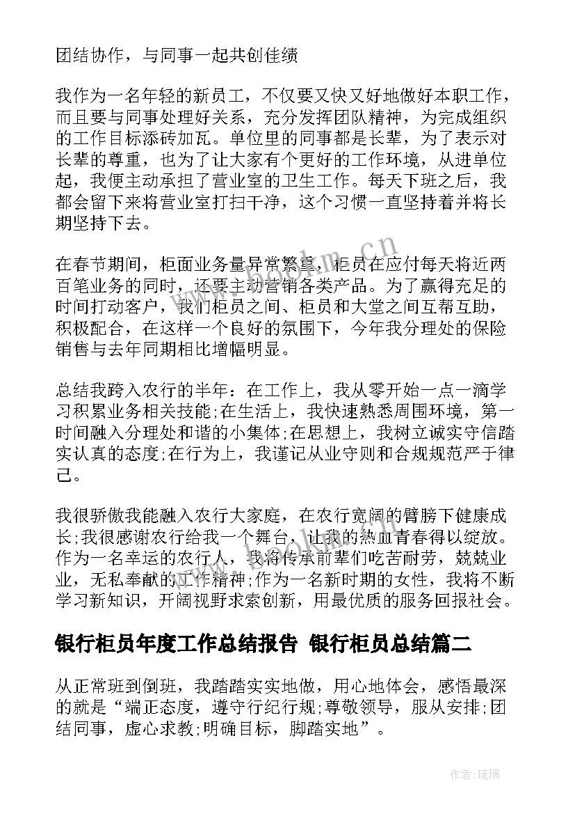 2023年银行柜员年度工作总结报告 银行柜员总结(精选6篇)