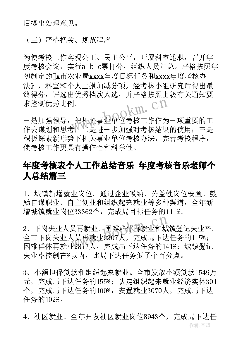 最新年度考核表个人工作总结音乐 年度考核音乐老师个人总结(实用10篇)