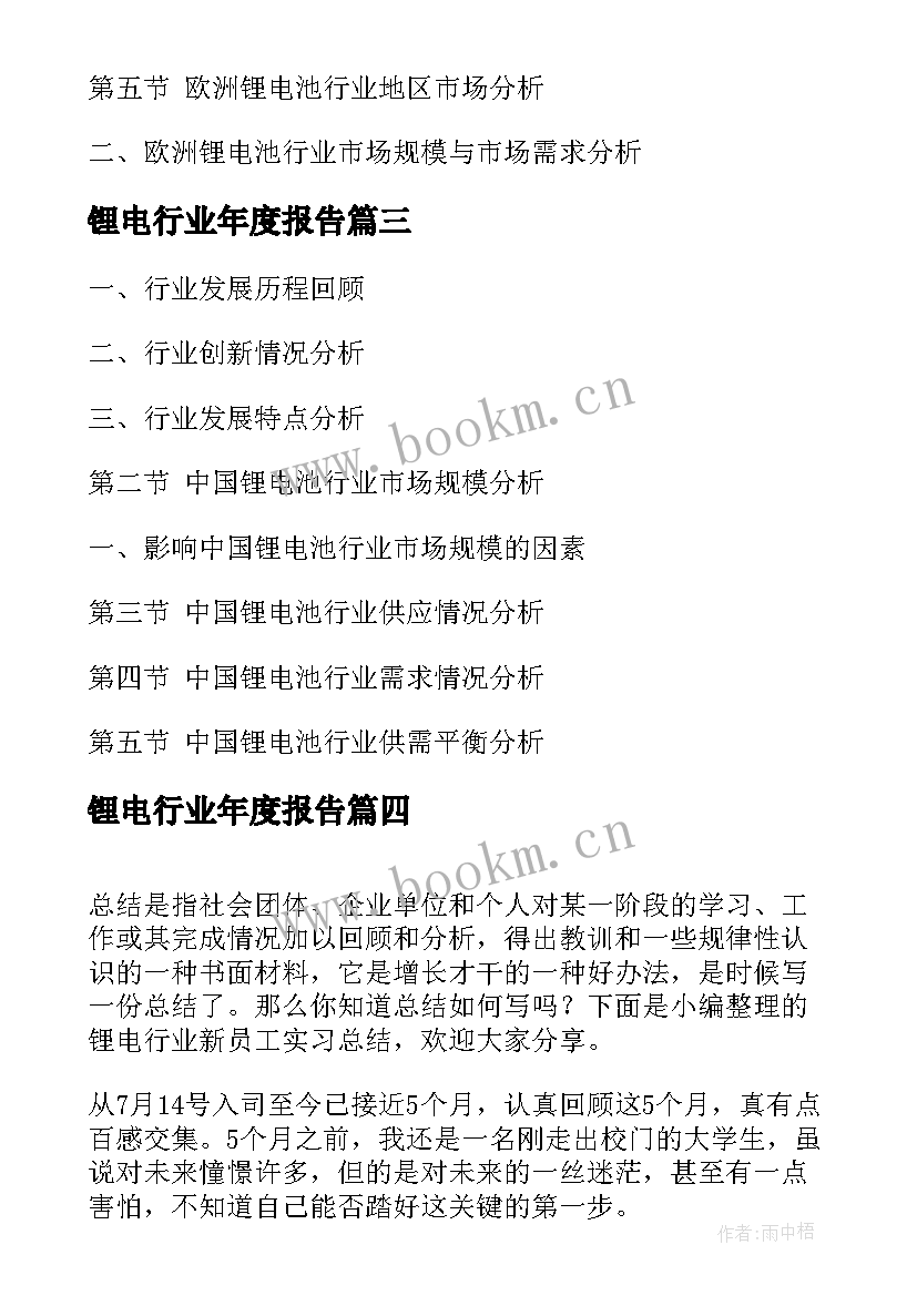 2023年锂电行业年度报告(优质5篇)