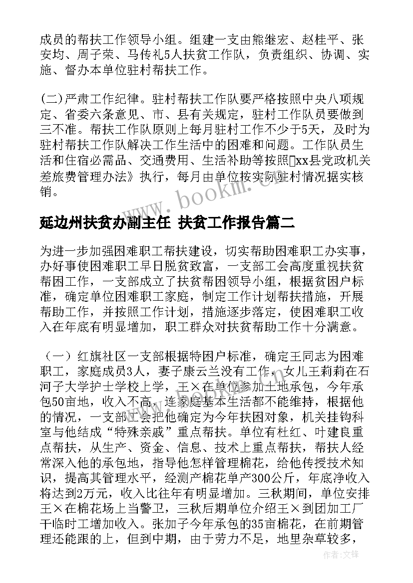 延边州扶贫办副主任 扶贫工作报告(实用5篇)