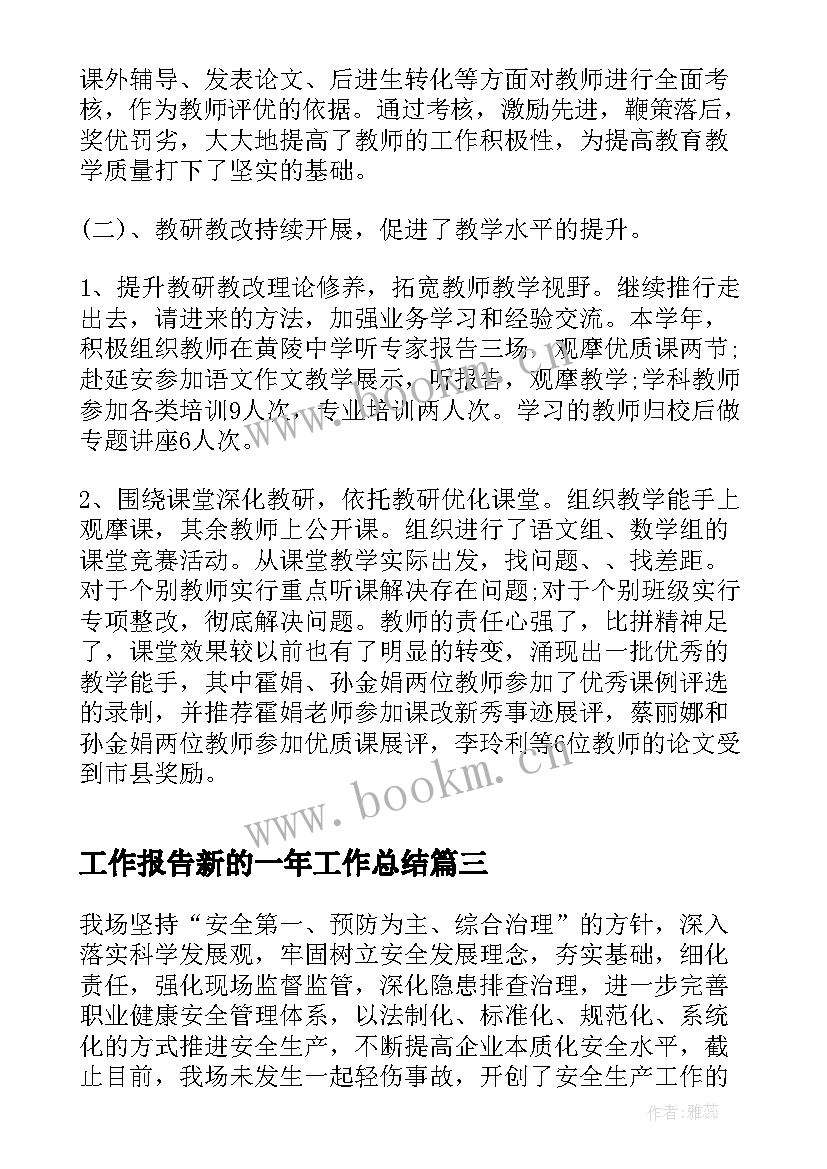 最新工作报告新的一年工作总结(模板9篇)