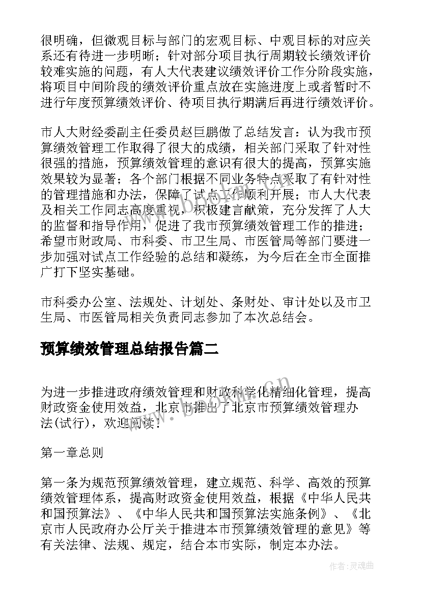 最新预算绩效管理总结报告 预算绩效管理工作总结(优质6篇)