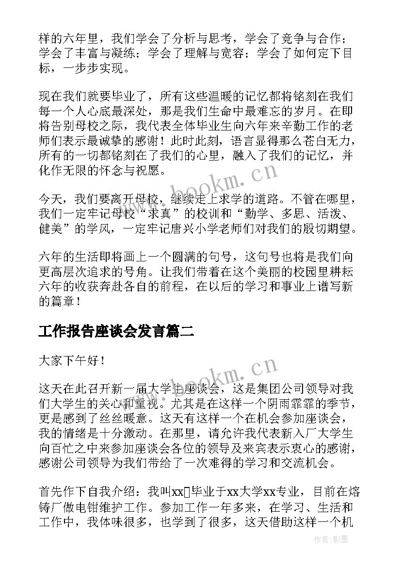 2023年工作报告座谈会发言(汇总5篇)