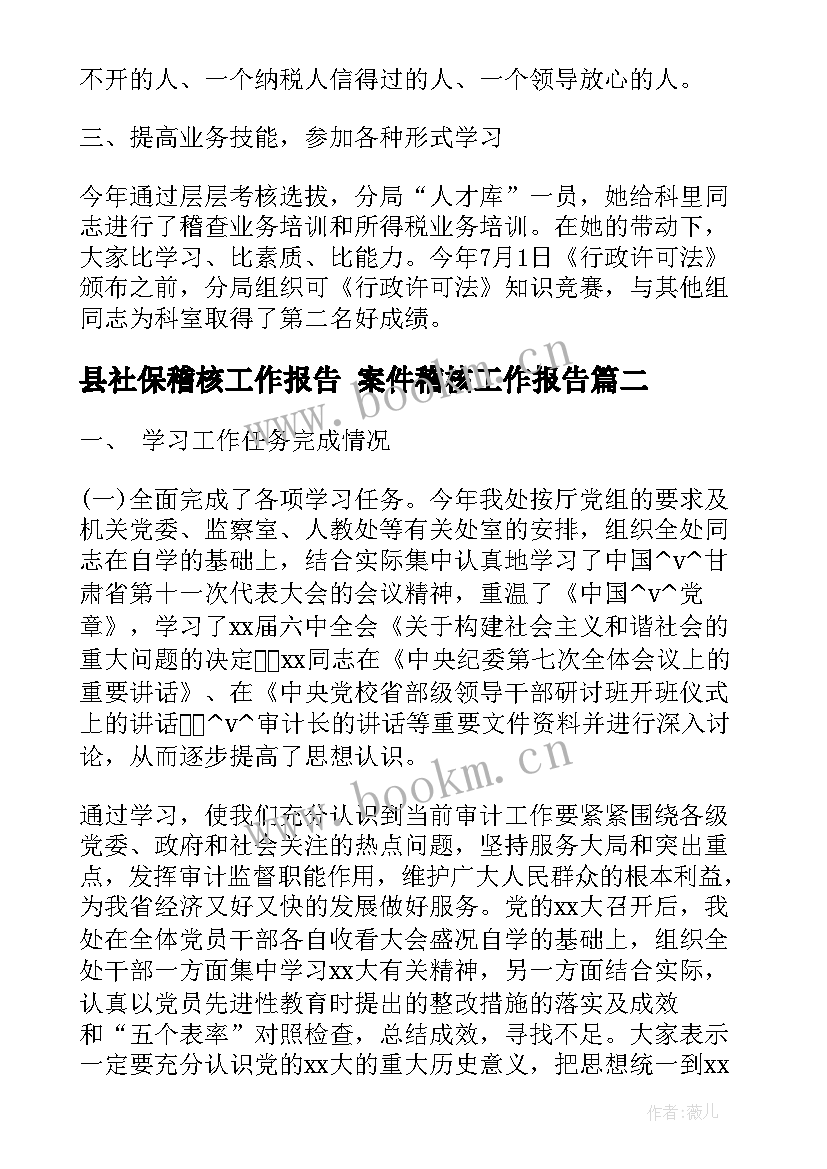 2023年县社保稽核工作报告 案件稽核工作报告(模板5篇)