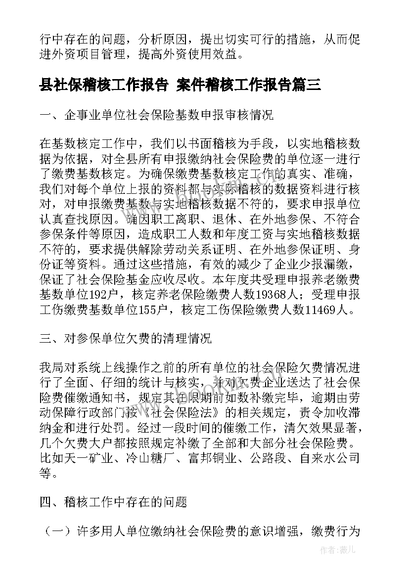 2023年县社保稽核工作报告 案件稽核工作报告(模板5篇)