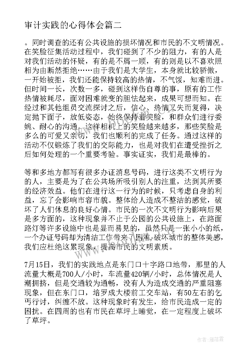 2023年审计实践的心得体会 审计实践调查心得体会(实用5篇)