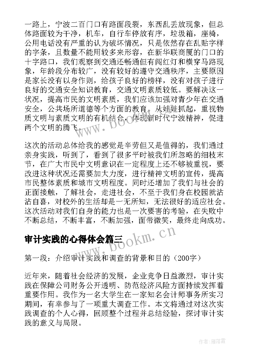 2023年审计实践的心得体会 审计实践调查心得体会(实用5篇)