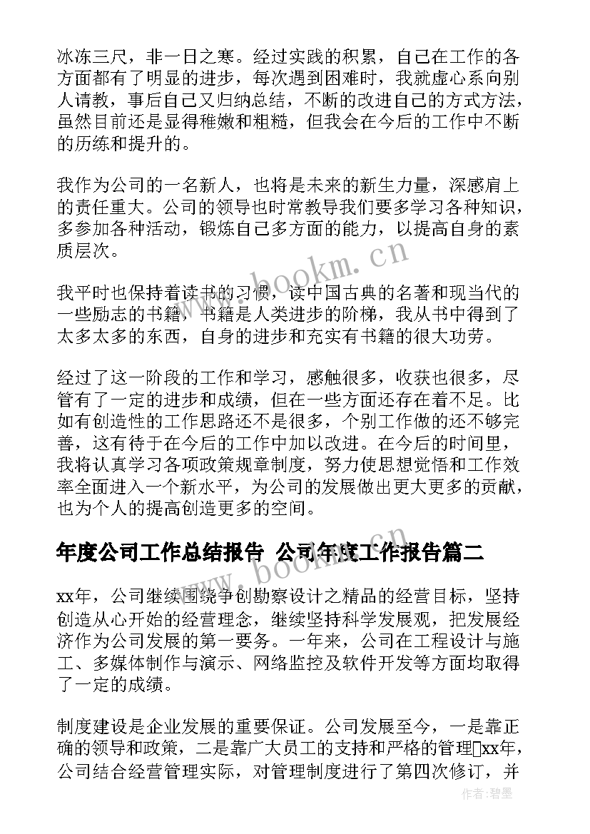 年度公司工作总结报告 公司年度工作报告(汇总6篇)