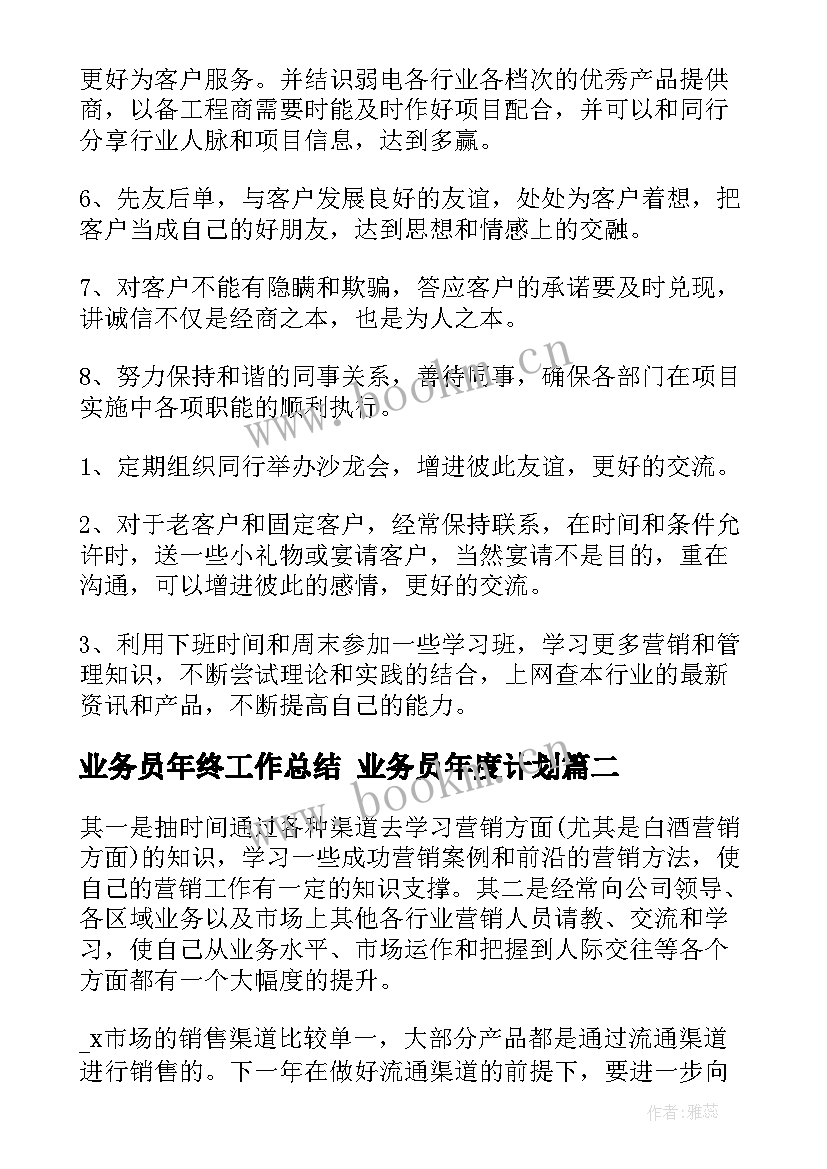 2023年业务员年终工作总结 业务员年度计划(精选9篇)