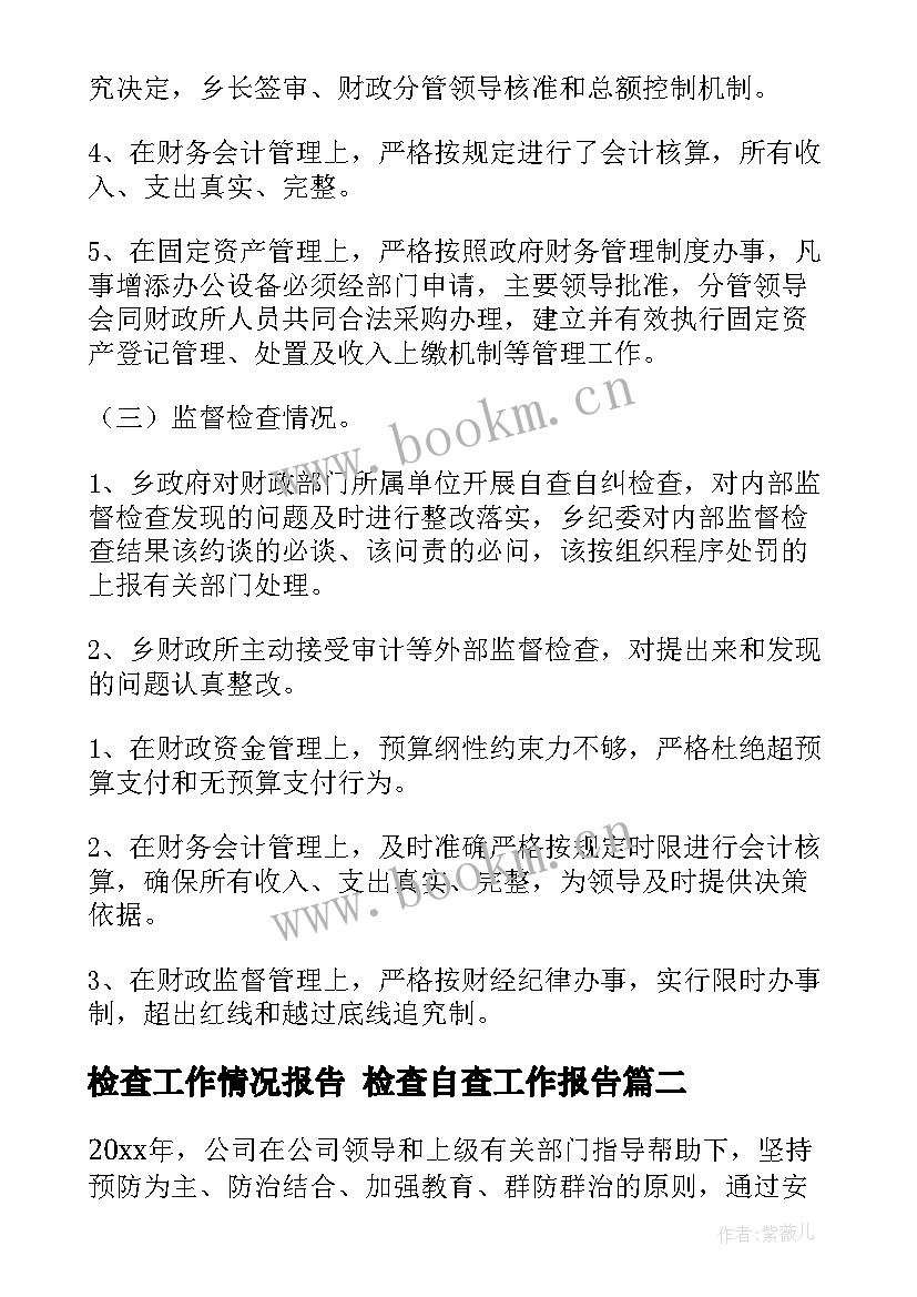 2023年检查工作情况报告 检查自查工作报告(优质9篇)