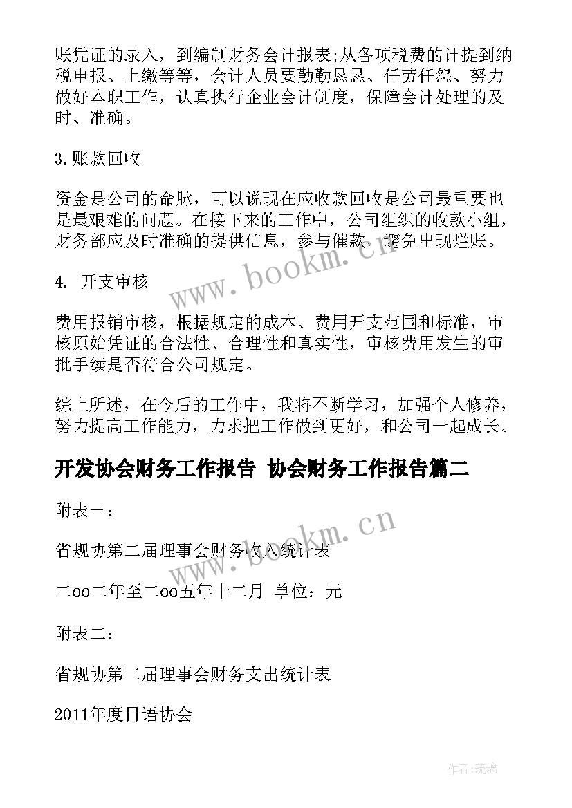 2023年开发协会财务工作报告 协会财务工作报告(实用5篇)